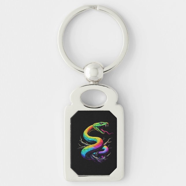 Colourful Snake Illustration Keychain (Front)