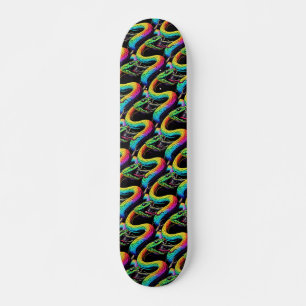 Colourful Snake Illustration Skateboard