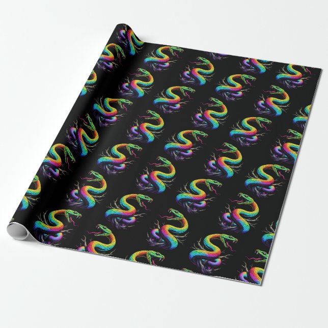 Colourful Snake Illustration Wrapping Paper (Unrolled)