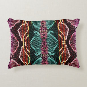 Colourful snake skin, animal print. accent pillow