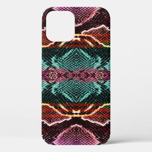 Colourful snake skin, animal print. iPhone 12 case
