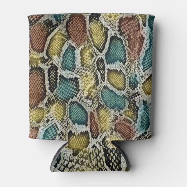 Colourful snake skin: seamless design. can cooler (Front)