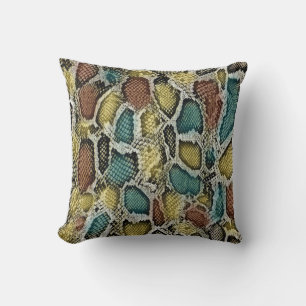 Colourful snake skin: seamless design. throw pillow