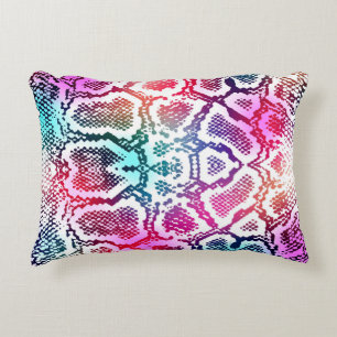 Colourful Snake Skin Texture Pattern. Accent Pillow