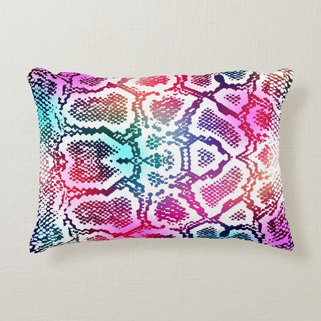 Colourful Snake Skin Texture Pattern. Accent Pillow (Front)