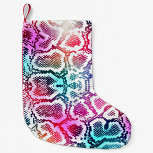 Colourful Snake Skin Texture Pattern. Small Christmas Stocking