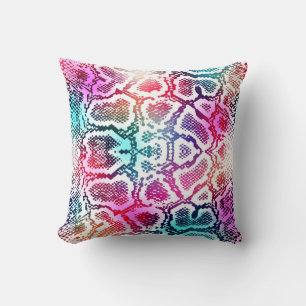 Colourful Snake Skin Texture Pattern. Throw Pillow