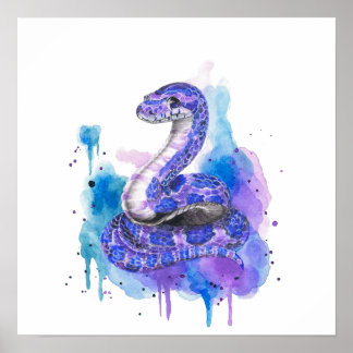 Colourful Snake Watercolor Artwork Poster