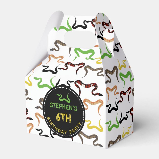 Colourful Snakes Python Reptile Birthday Party  Favor Box (Front Side)
