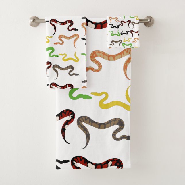 Colourful Snakes Python Reptile Pattern Bath Towel Set (Insitu)