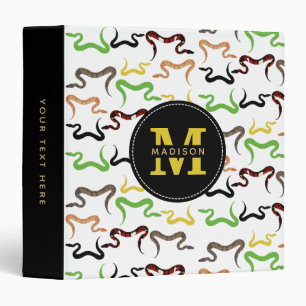 Colourful Snakes Python Reptile Pattern Monogram Binder