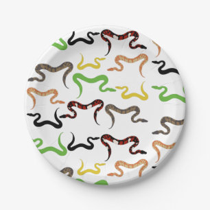 Colourful Snakes Python Reptile Pattern Paper Plate