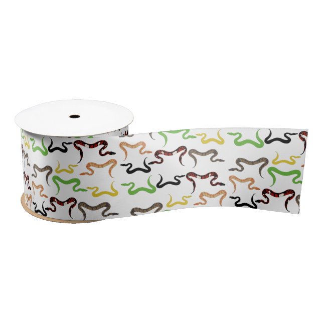 Colourful Snakes Python Reptile Pattern  Satin Ribbon (Spool)