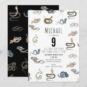 Colourful Snakes Reptile Animal Birthday Party Inv Invitation