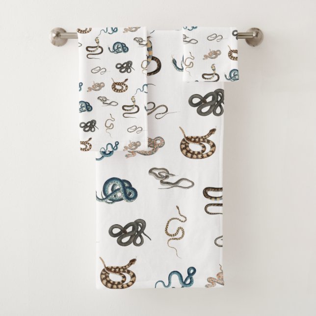 Colourful Snakes Reptile Animal Pattern Bath Towel Set (Insitu)