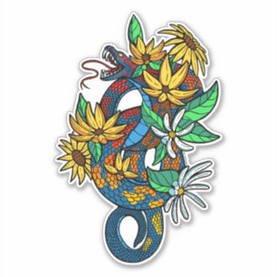 Colourful snakes with flowers