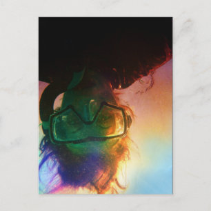 colourful snorkeler postcard