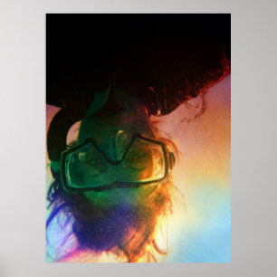 colourful snorkeler poster