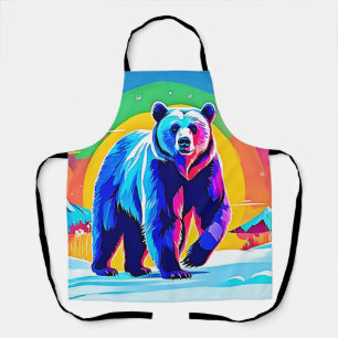 Colourful Snow Bear Art Apron