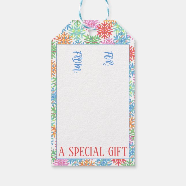 Colourful Snowflake Gift Tag (Back)