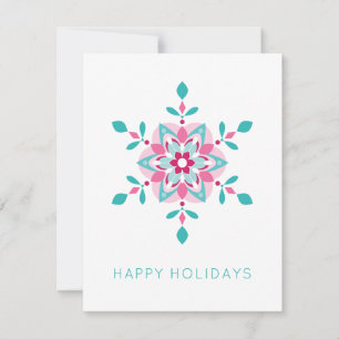 Colourful Snowflake Happy Holidays Custom Holiday Card