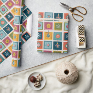 Colourful Snowflake Holiday Illustration Wrapping Paper