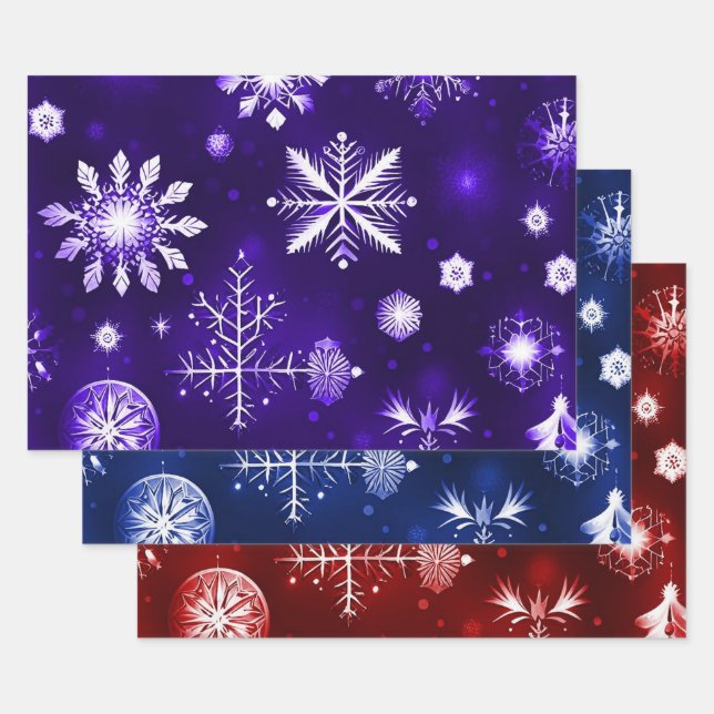 Colourful Snowflake Pattern Collection 2 Wrapping Paper Sheet (Set)