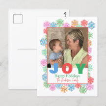 Colourful Snowflake Photo Holiday PostCard