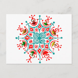 Colourful Snowflake Postcard