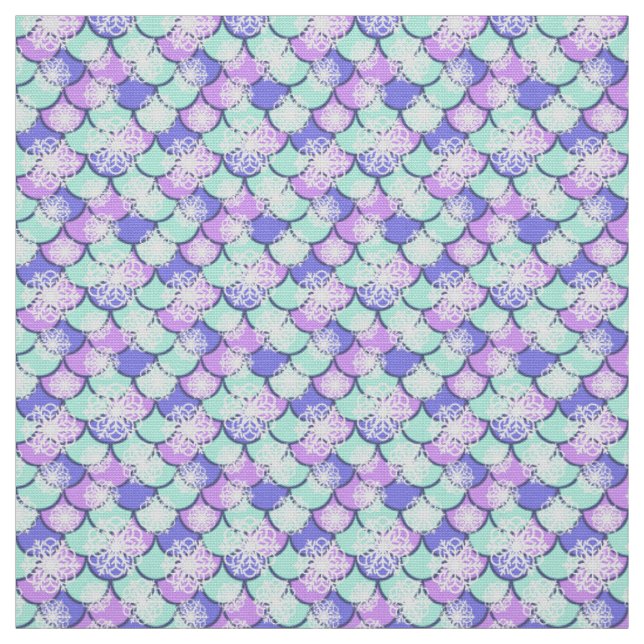Colourful snowflake with fish scales pattern fabric (Swatch)