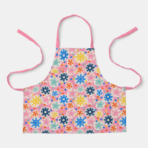 Colourful Snowflakes on Pink Holiday Pattern Apron