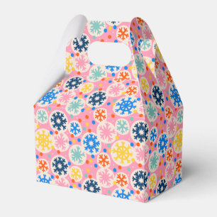 Colourful Snowflakes on Pink Holiday Pattern Favor Box