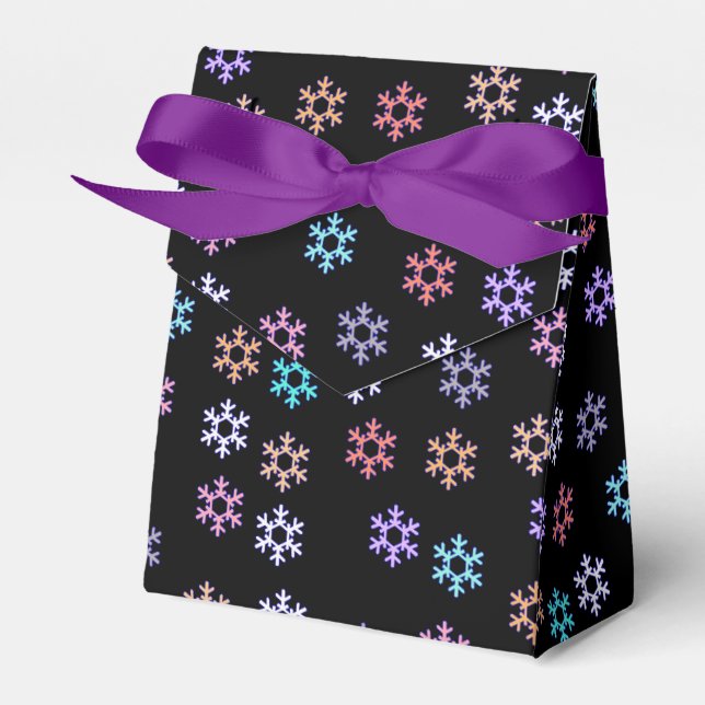 Colourful Snowflakes Pattern Gift Favour Paper Bag Favor Box (Front Side)