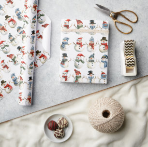 Colourful Snowman Christmas Wrapping Paper