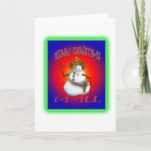 Colourful Snowman design western Howdy Holiday Card