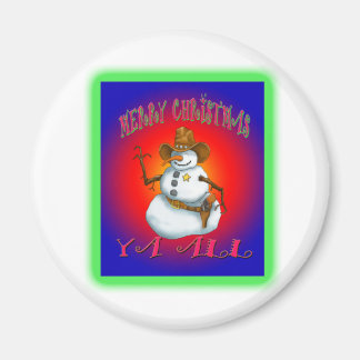 Colourful Snowman design western Howdy Magnet