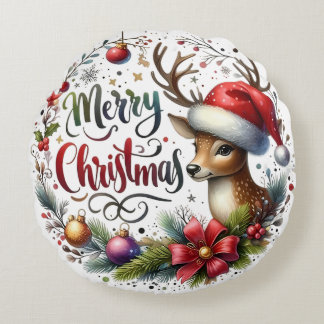 Colourful Snowman & Ornaments Christmas Pillow