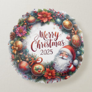 Colourful Snowman & Ornaments Christmas Pillow