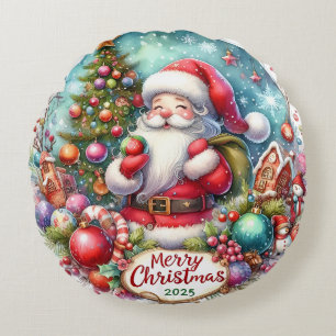 Colourful Snowman & Ornaments Christmas Pillow