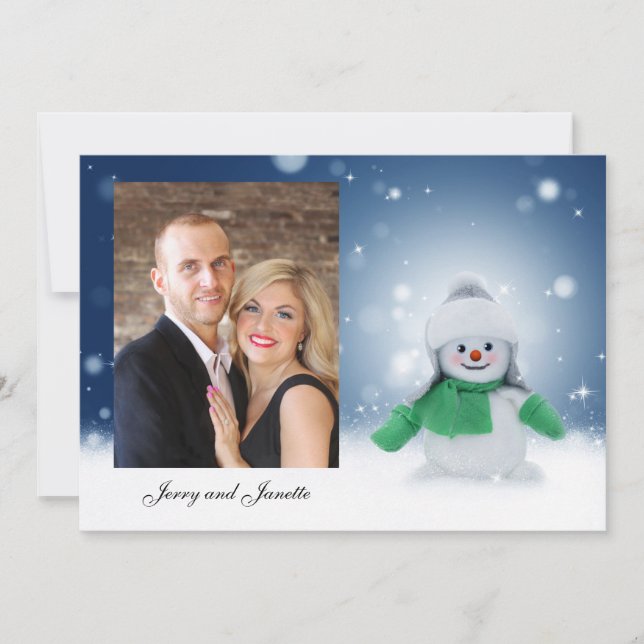 Colourful Snowman personalize with Your Photo Holiday Card (Front)