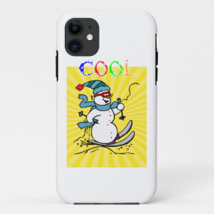 Colourful Snowman Skiing funny cute snowman sk iPhone 11 Case