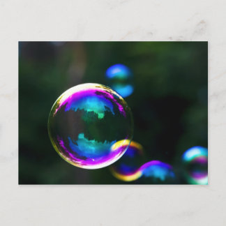 Colourful Soap Bubbles Floating Postcard