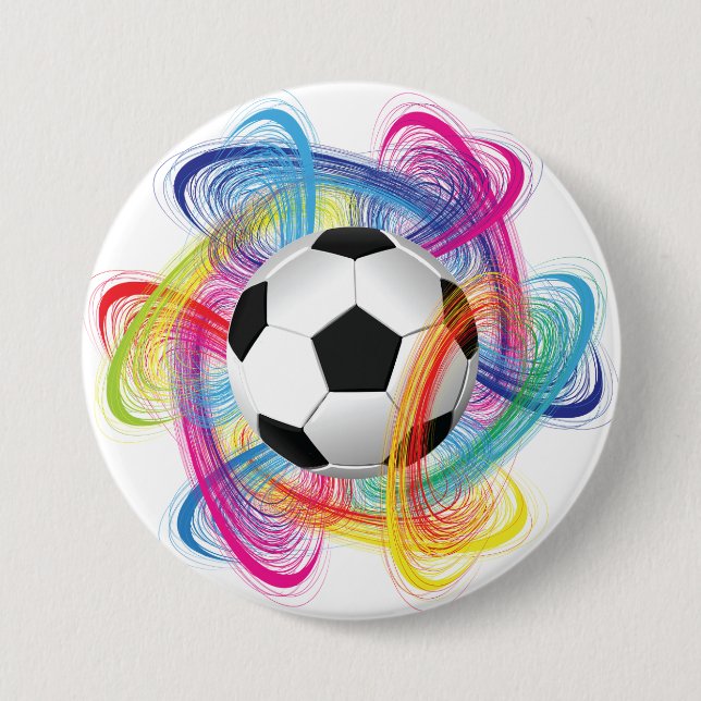 Colourful Soccer Ball Button (Front)