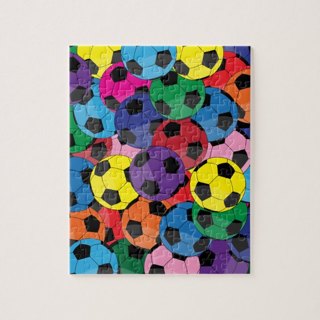 Colourful Soccer Ball Collage Jigsaw Puzzle (Vertical)