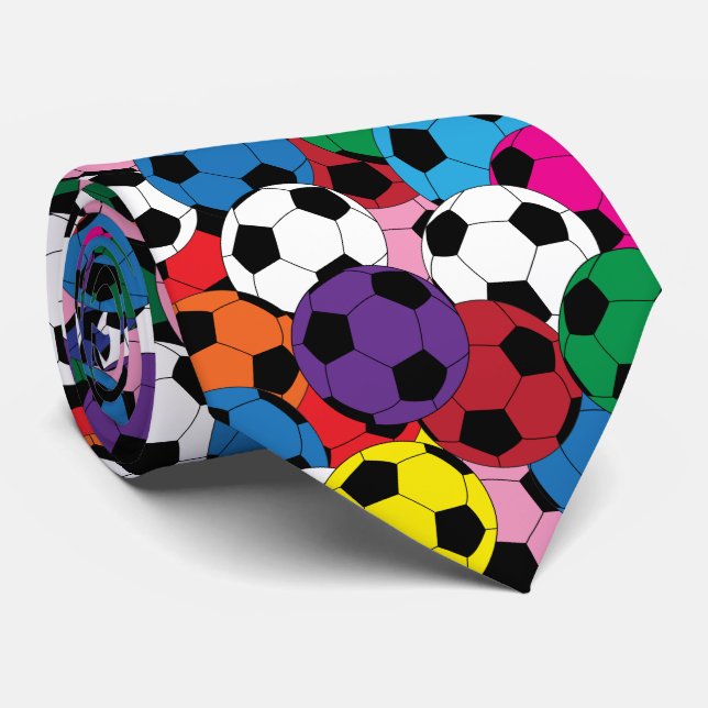 Colourful Soccer Ball Collage Tie (Rolled)