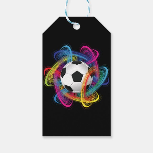 Colourful Soccer Ball Custom Gift Tags (Front)