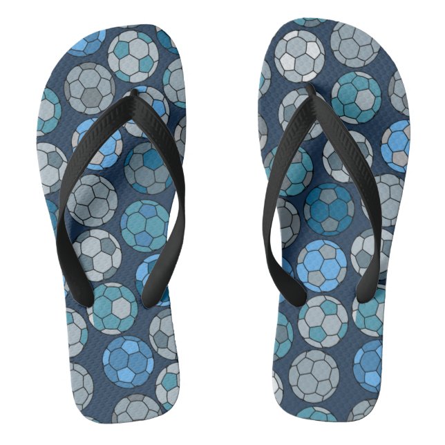 Colourful Soccer Ball Pattern Flip Flops (Footbed)
