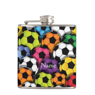 Colourful Soccer Balls Design Flask