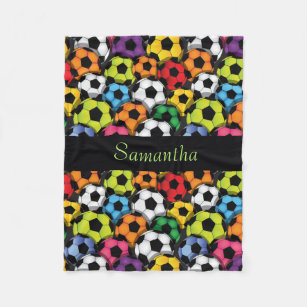 Colourful Soccer Balls Design Fleece Blanket