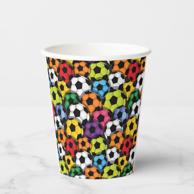 Colourful Soccer Balls Design Paper Cup (Front)